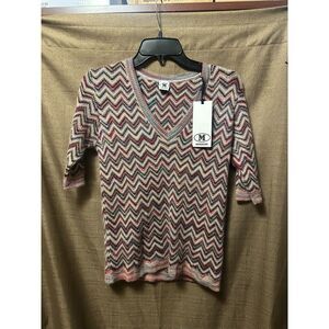 NWT Missoni Chevron Wool Blend V Neck Sweater Size Small